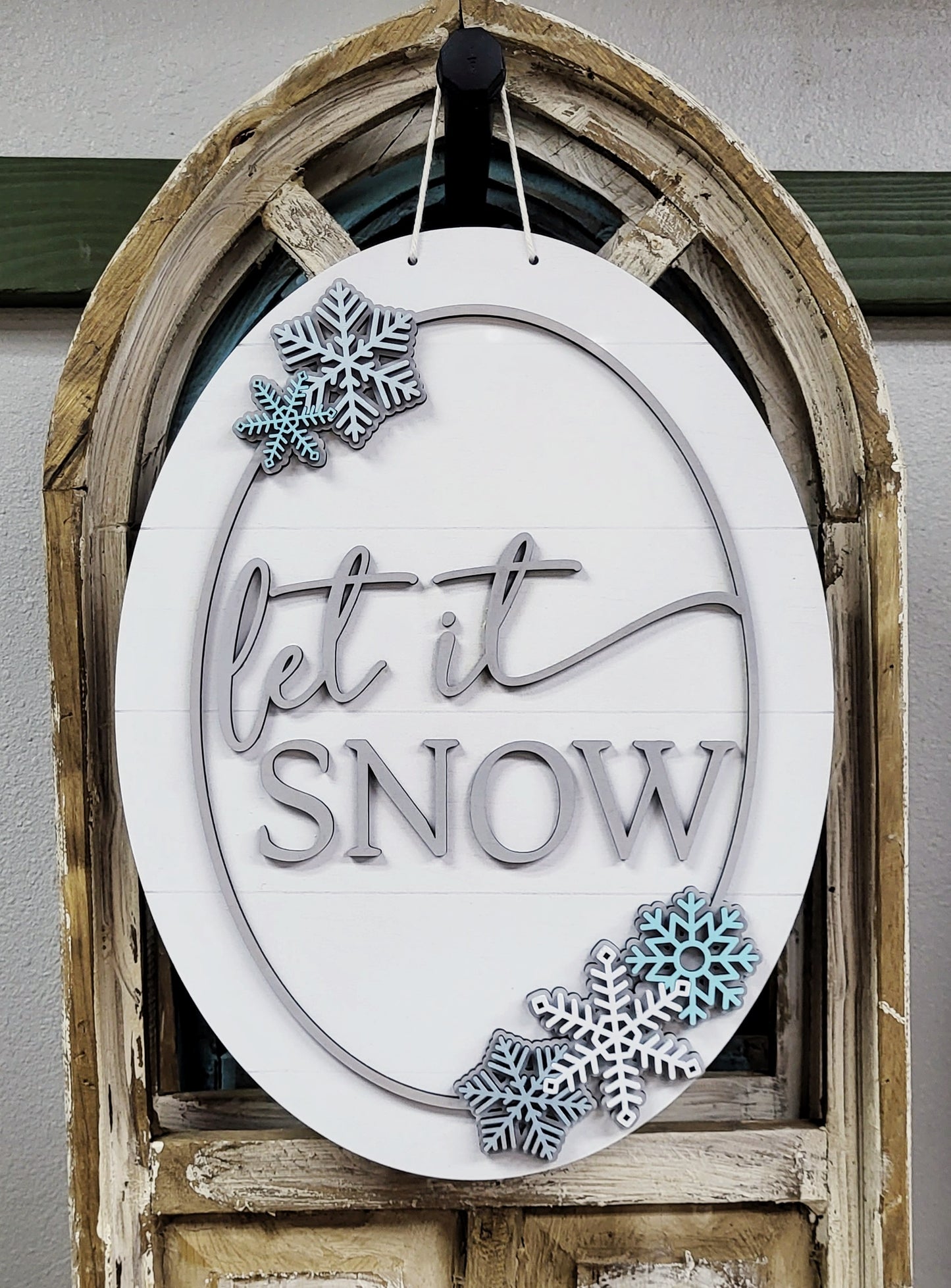 DIY Unfinished Door Round - Oval Let it Snow
