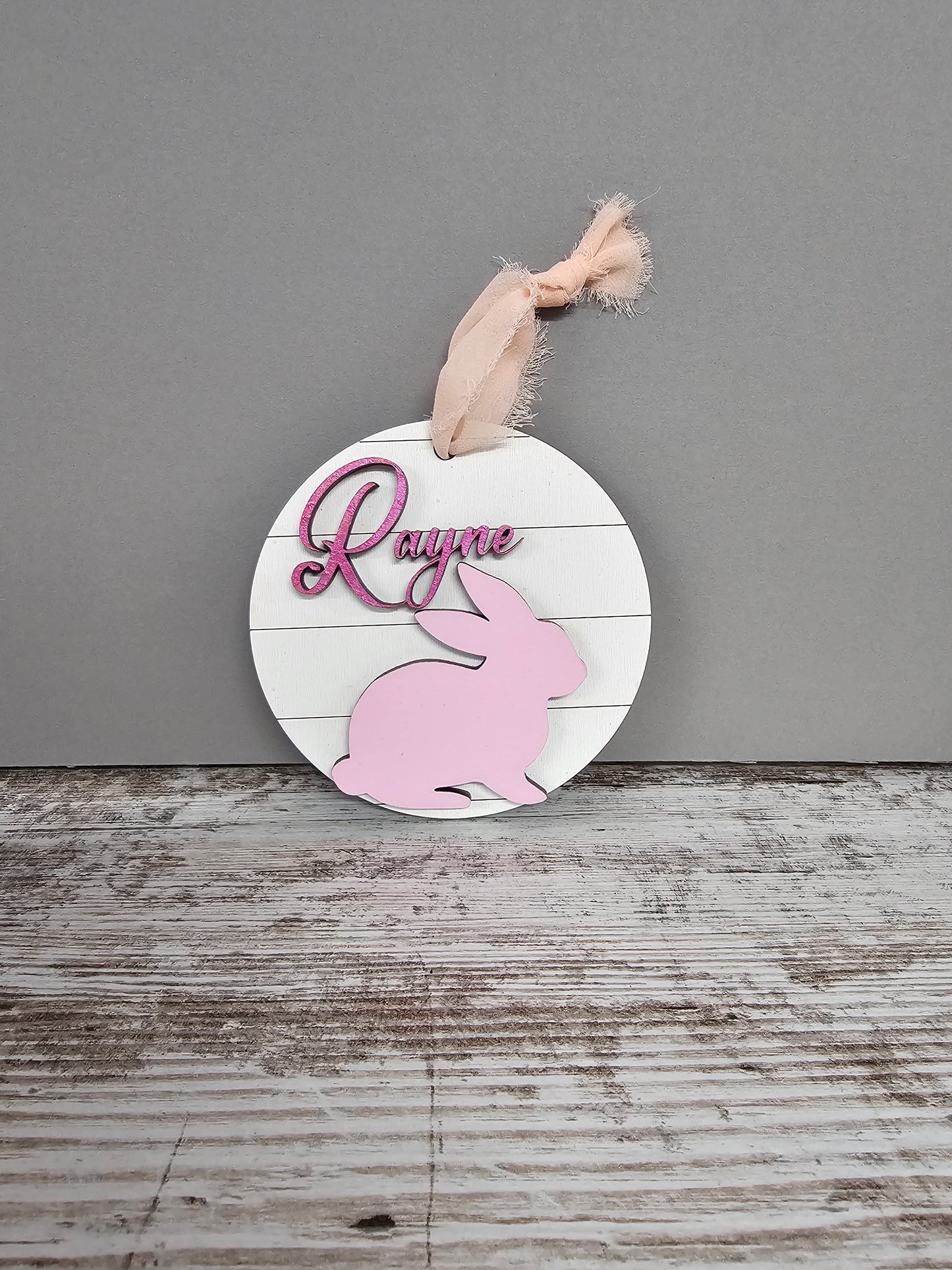 Custom Easter Basket Tag - Shiplap Bunny