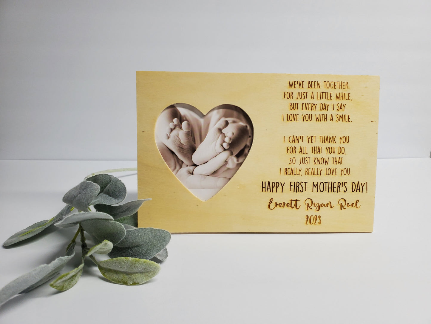 Personalized Mother's Day Natural Wood Photo Frame