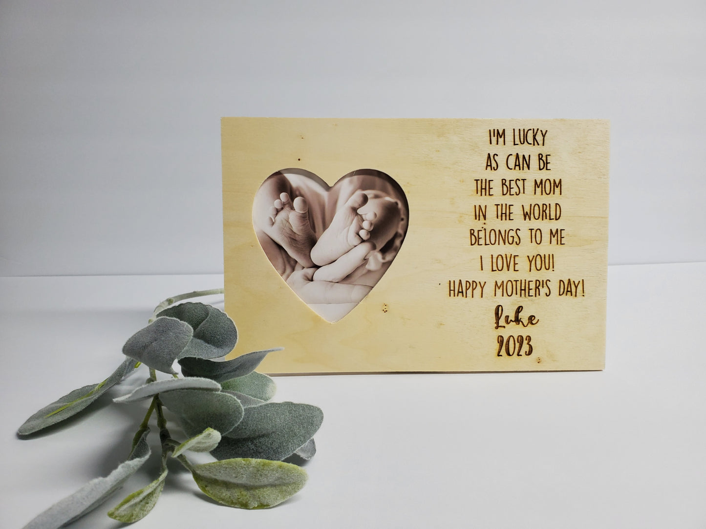 Personalized Mother's Day Natural Wood Photo Frame