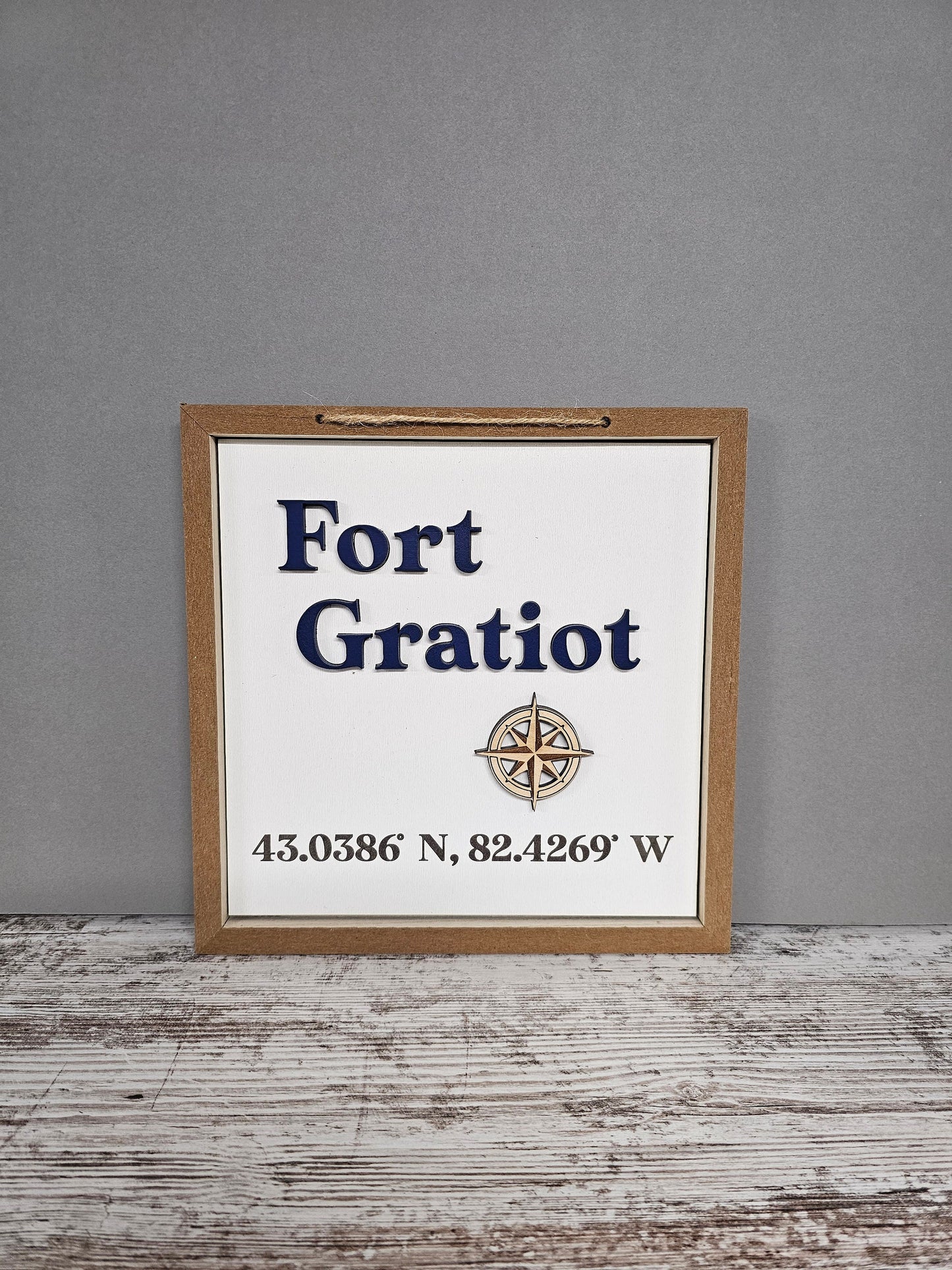 Custom Framed City Sign with Coordinates