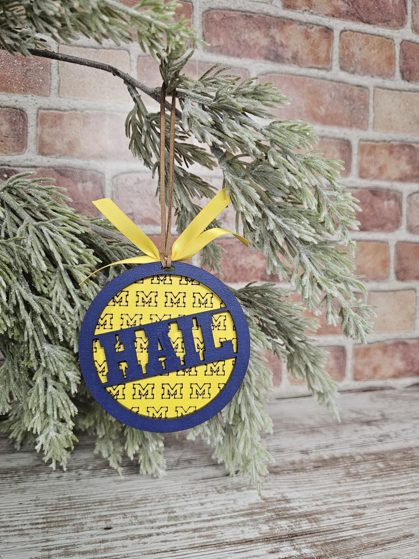 University of Michigan Christmas Ornament – Wolverines Fan Holiday Decor – U of M Handmade Tree Decoration Gift