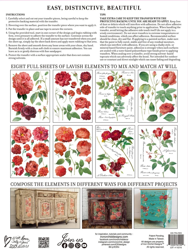 IOD REDOUTE II Decor Transfer Set (Iron Orchid Designs)