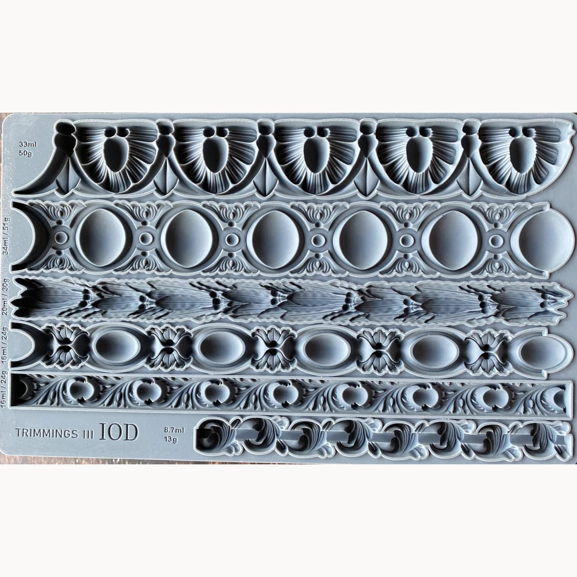 IOD TRIMMINGS 3 Décor Mould 6 x 10 (Iron Orchid Designs)