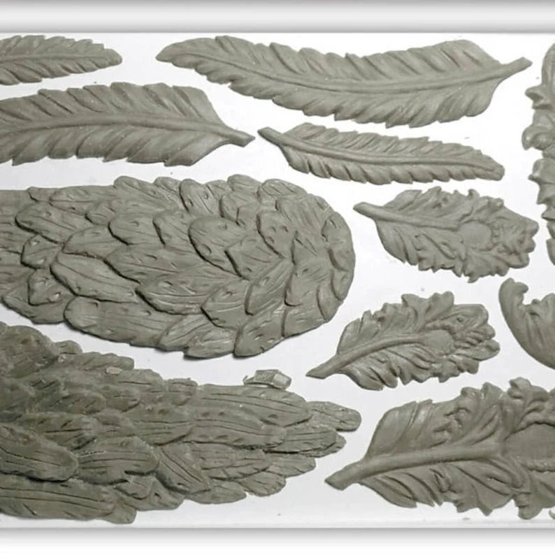 IOD WINGS and FEATHERS Décor Mould 6 x 10 (Iron Orchid Designs)