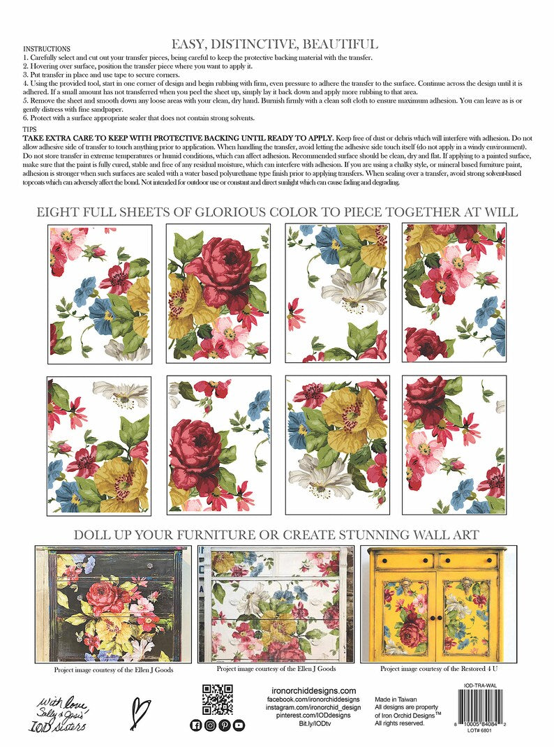 IOD WALL FLOWER Decor Transfer (Iron Orchid Designs)