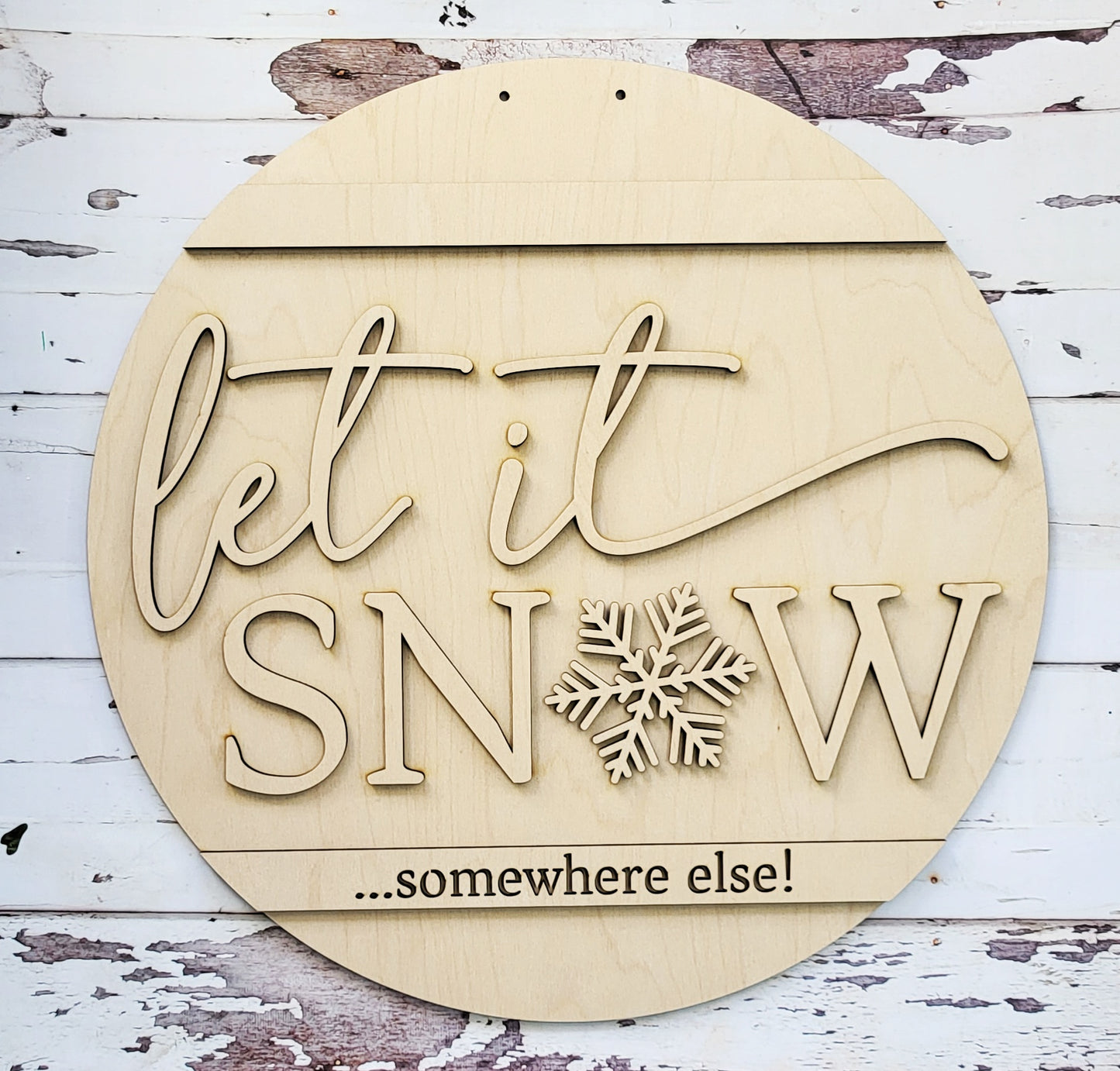 DIY Unfinished Door Round - Let it Snow