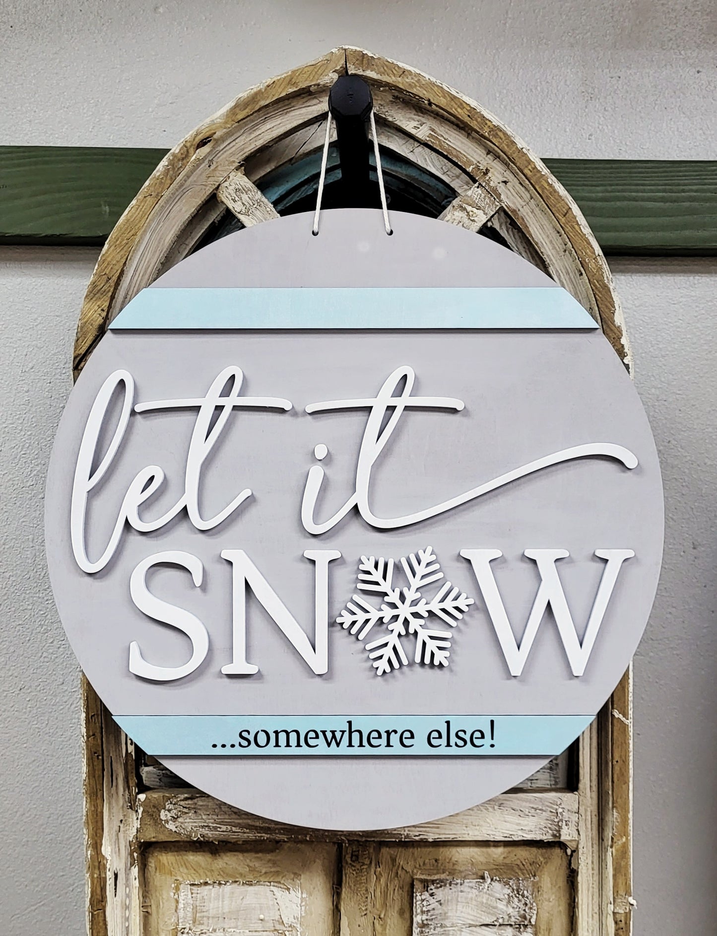 DIY Unfinished Door Round - Let it Snow