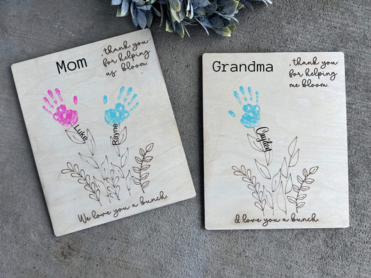 Mother's Day Handprint Wooden Keepsake - Personalized