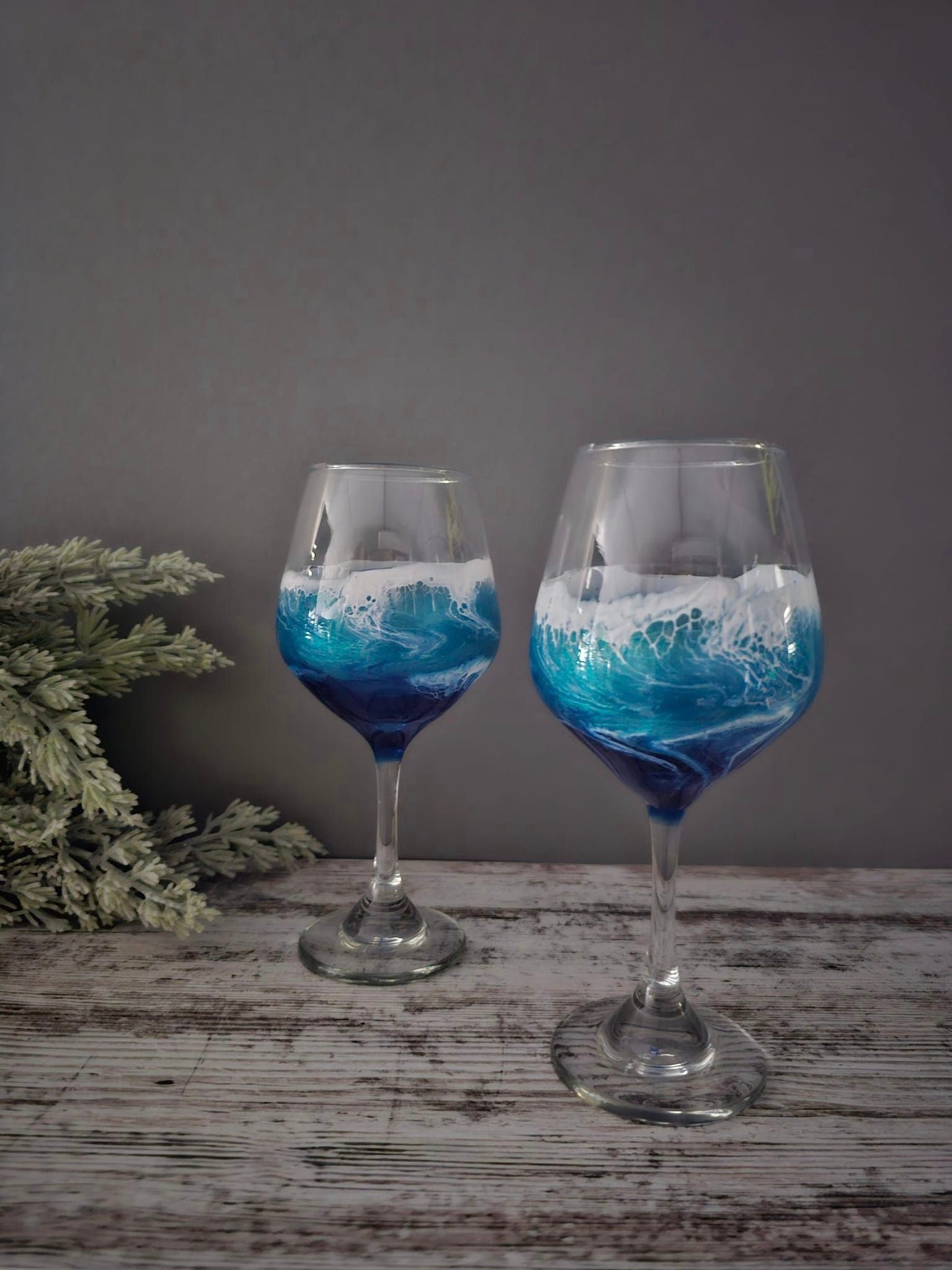 Ocean Themed Wine Glass | Epoxy Resin Beach | Coastal Gift | Wine Glass | Stemmed Wine Glass