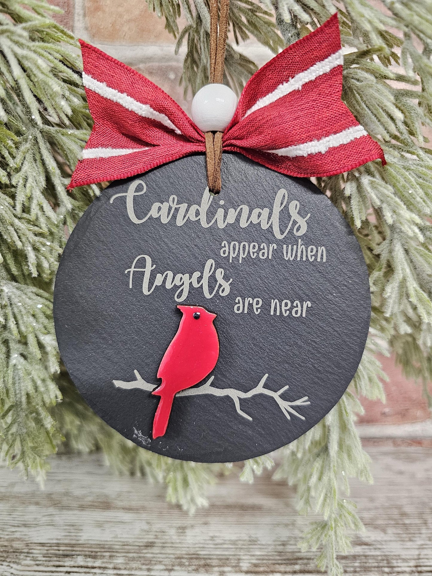 Cardinal Memorial Ornament on Slate | Ornament | Remembrance Ornament