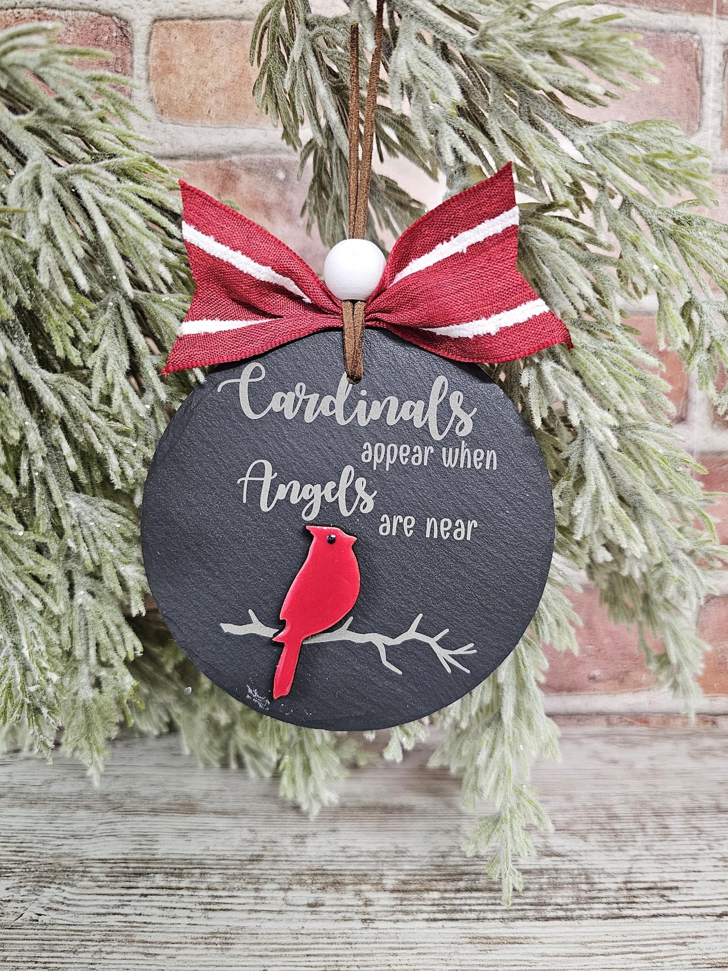 Cardinal Memorial Ornament on Slate | Ornament | Remembrance Ornament