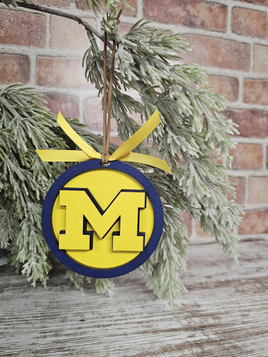 Handmade University of Michigan Christmas Ornament | Wolverines Fan Holiday Decor – U of M Tree Decoration Gift