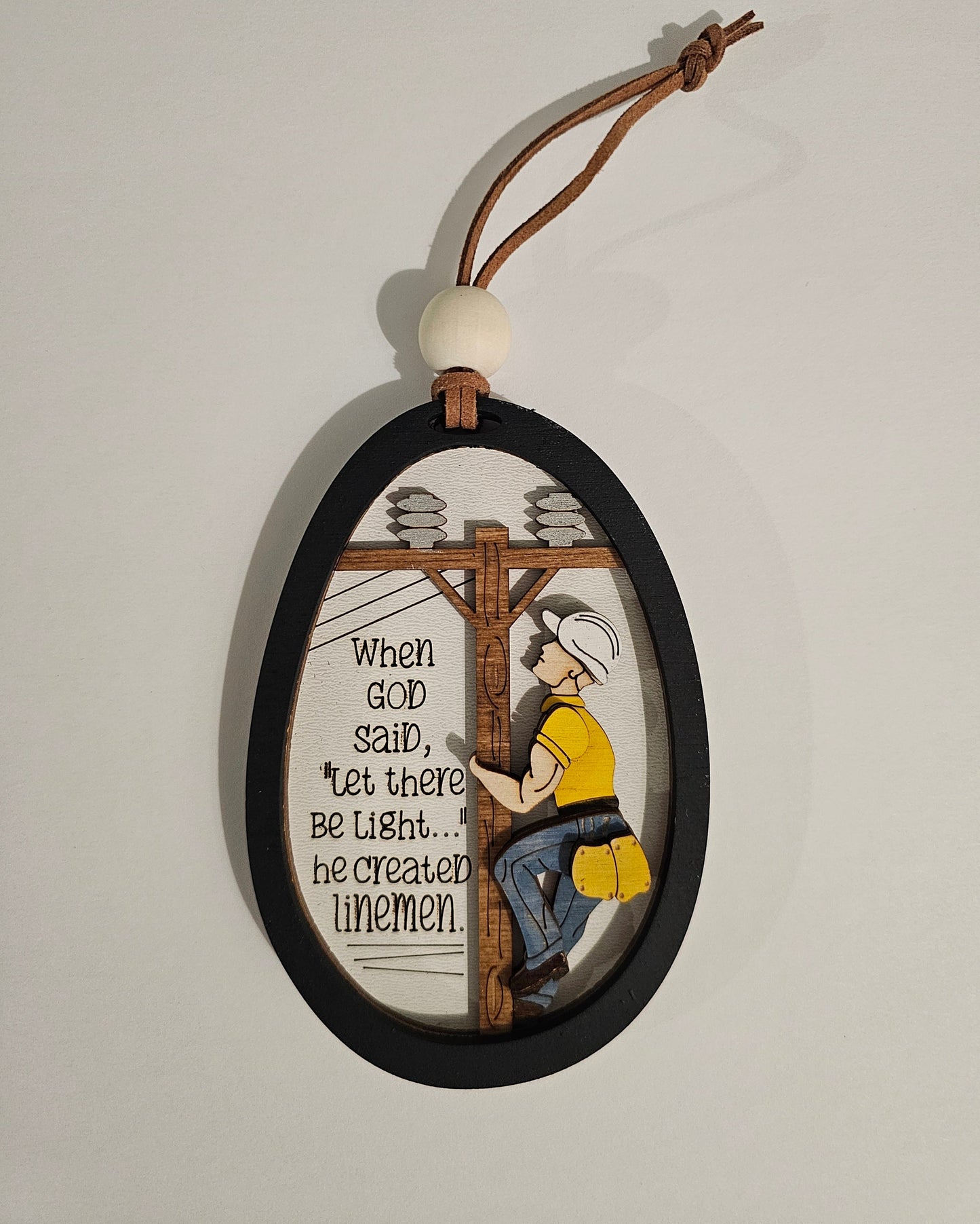 Lineman Ornament | Personalized Christmas Tree Decor | Gift for Electrician, Power Line Worker, Holiday Decor