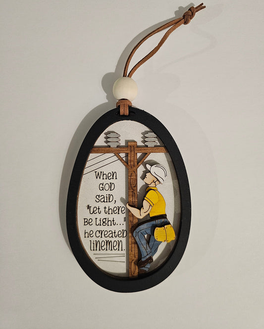 Lineman Ornament | Personalized Christmas Tree Decor | Gift for Electrician, Power Line Worker, Holiday Decor