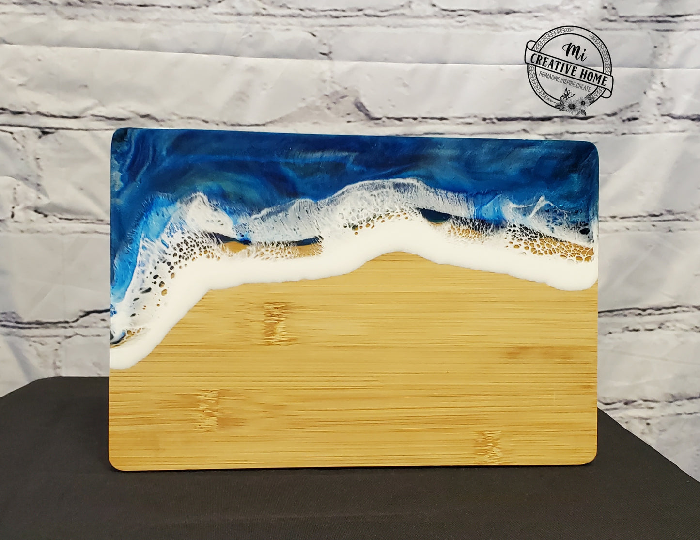 Bamboo Cutting Board with Resin Water and wave