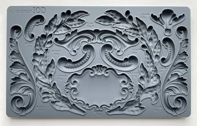 IOD OLIVE CREST décor mould 6 x 10 (Iron Orchid Designs)