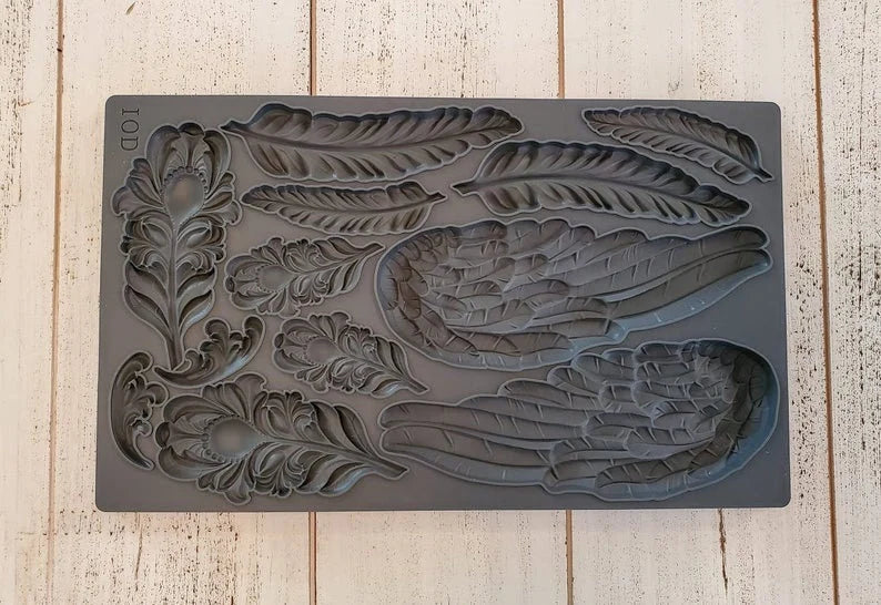 IOD WINGS and FEATHERS Décor Mould 6 x 10 (Iron Orchid Designs)
