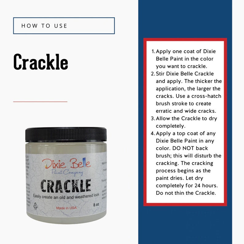 Dixie Belle Crackle 8 oz ∙ Crackle Paint ∙ Crackle Medium ∙ Crackle Paint Finish ∙