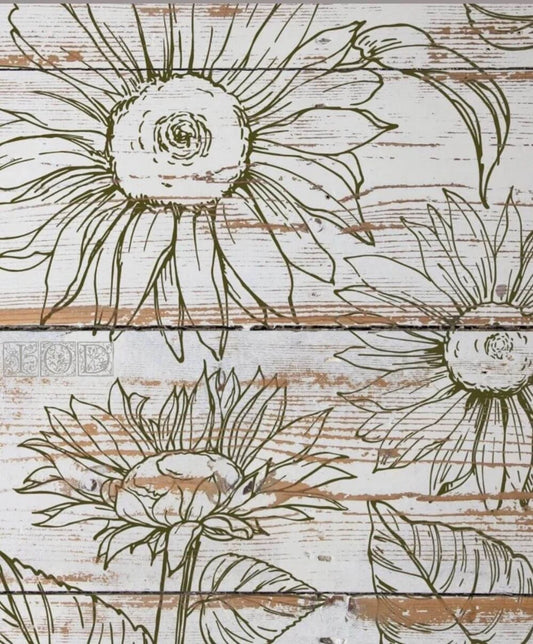 IOD SUNFLOWERS Decor Stamp 12x12 (Iron Orchid Designs)